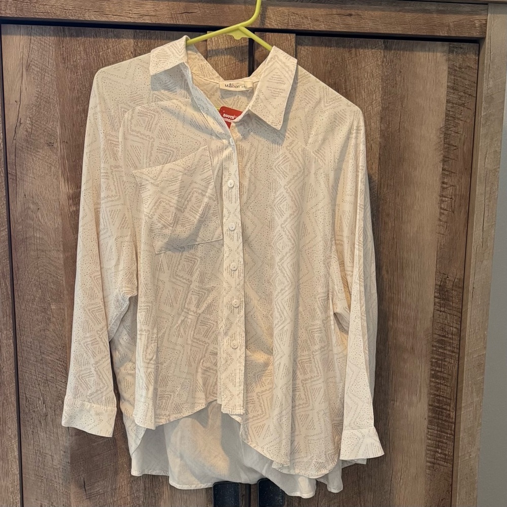 Aztec print button-up blouse